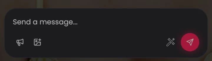 The chat message bar with steer, scene, suggest, and send buttons